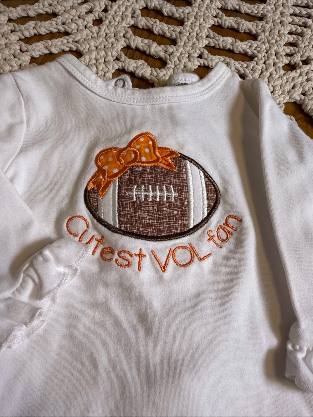 Tennessee Vols blanks boutique baby girl Football Bodysuit 3-6M Ruffle college